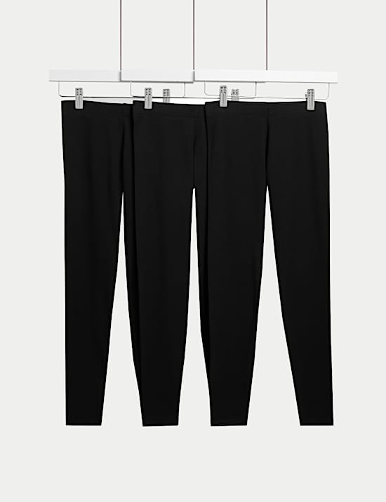 3 Pack Cotton Rich Plain Leggings (6-16 Yrs)