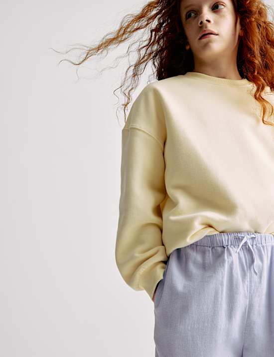 Pantalones cargo de pata ancha en lino (6-16 a&ntilde;os)