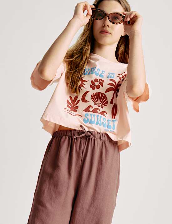 Linnenrijke broek met wijde pijpen (6-16 jaar)