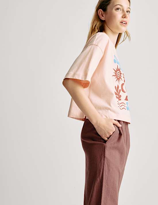 Linnenrijke broek met wijde pijpen (6-16 jaar)