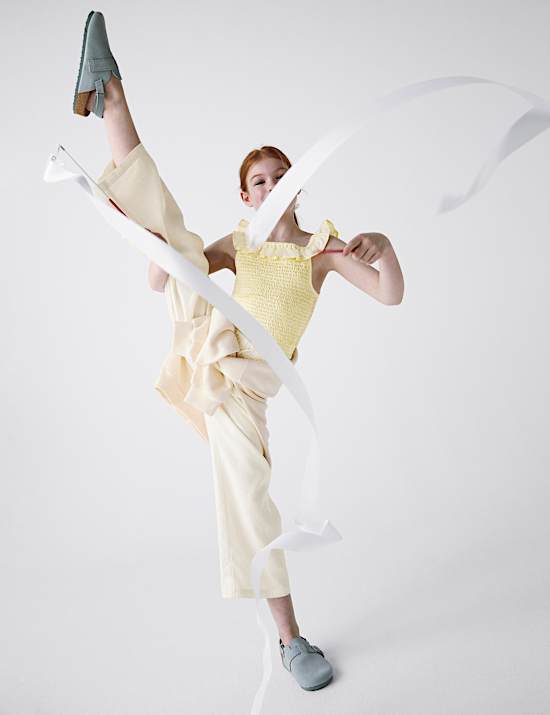 Linnenrijke broek met wijde pijpen (6-16 jaar)