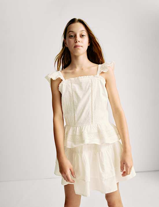 Pure Cotton Cutwork Rara Skirt (6-16 Yrs)