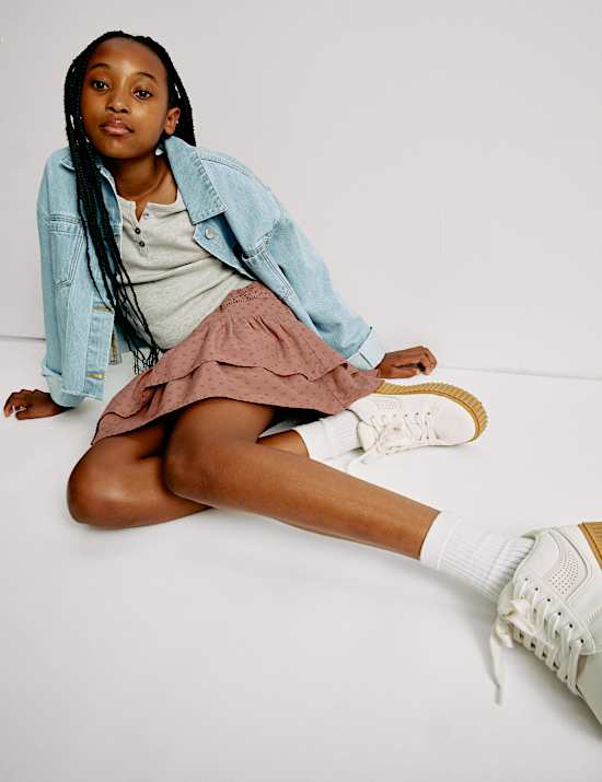 Pure Cotton Cutwork Rara Skirt (6-16 Yrs)