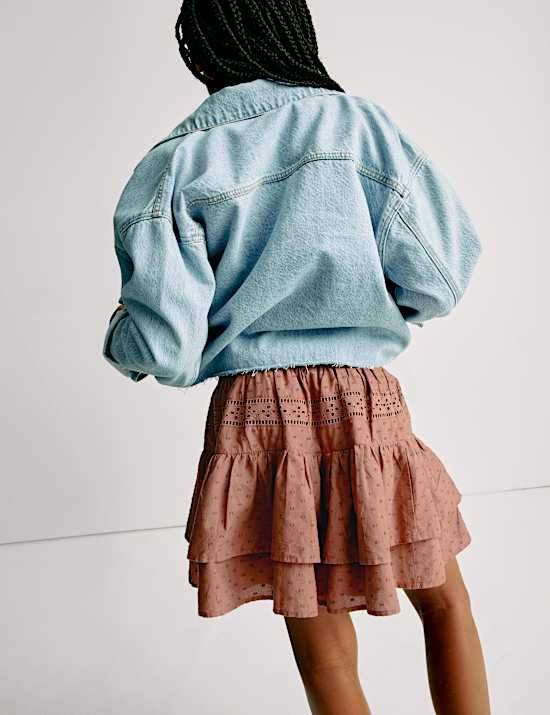 Pure Cotton Cutwork Rara Skirt (6-16 Yrs)