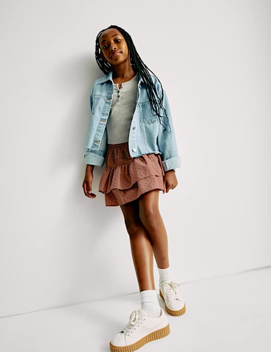 Pure Cotton Cutwork Rara Skirt (6-16 Yrs)