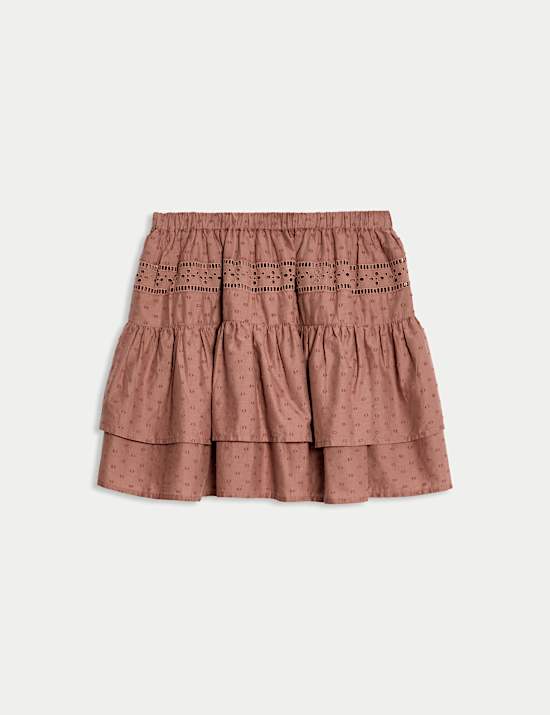 Pure Cotton Cutwork Rara Skirt (6-16 Yrs)