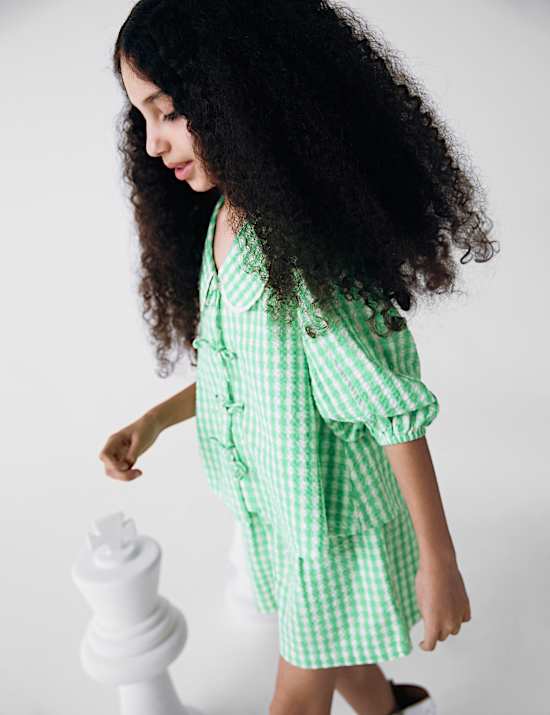 Pure Cotton Gingham Check Shorts (6-16 Yrs)