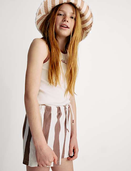 Pure Cotton Striped Shorts (6-16 Yrs)