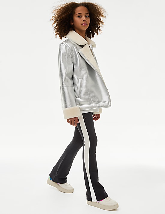 Cotton Rich Side Stripe Flared Leggings (6-16 Yrs)