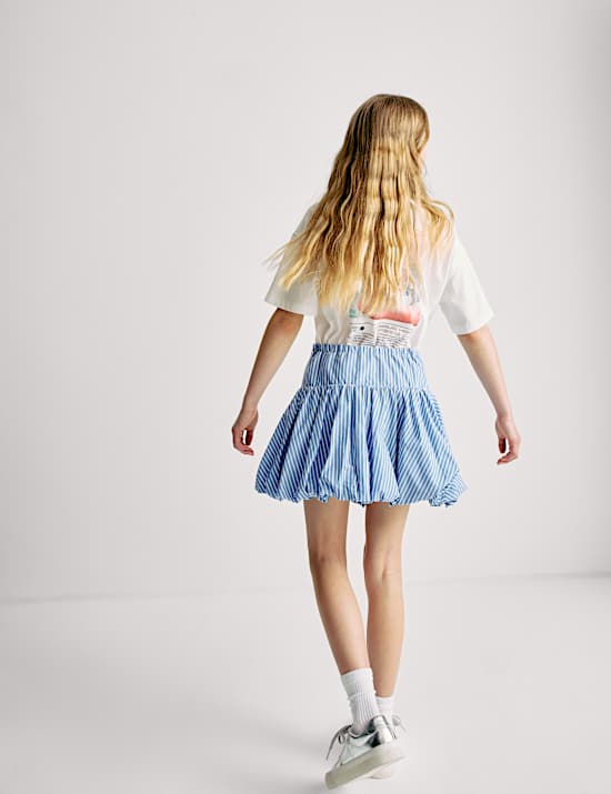 Pure Cotton Printed Puff Ball Skirt (6-16 Yrs)