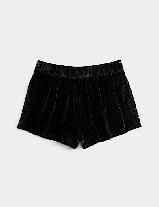 Shorts aus Samt mit Perlen (6–16 J.)