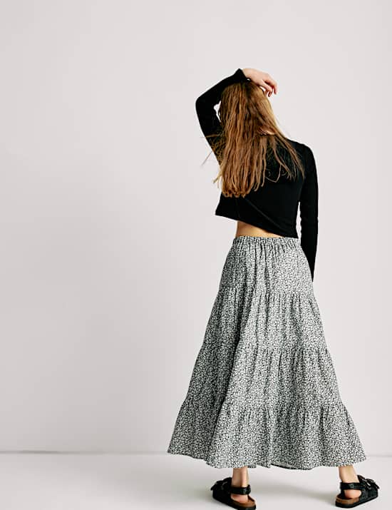 Zuiver katoenen maxi-rok met grappig bloemendessin (6-16 jaar)