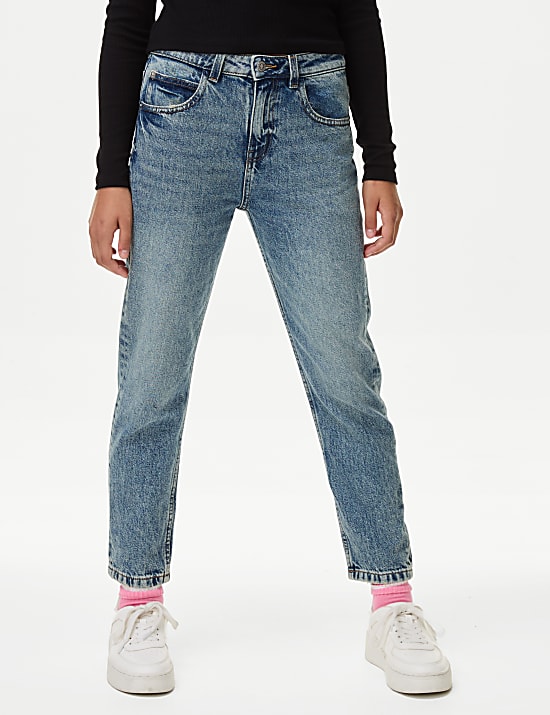 Mom Pure Cotton Denim Jeans (6-16 Yrs)