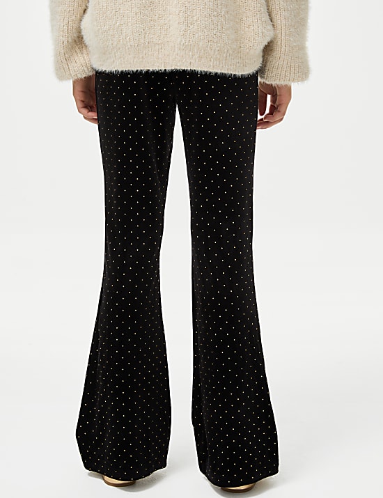 Fluwelen legging met uitlopende pijpen (6-16 jaar)