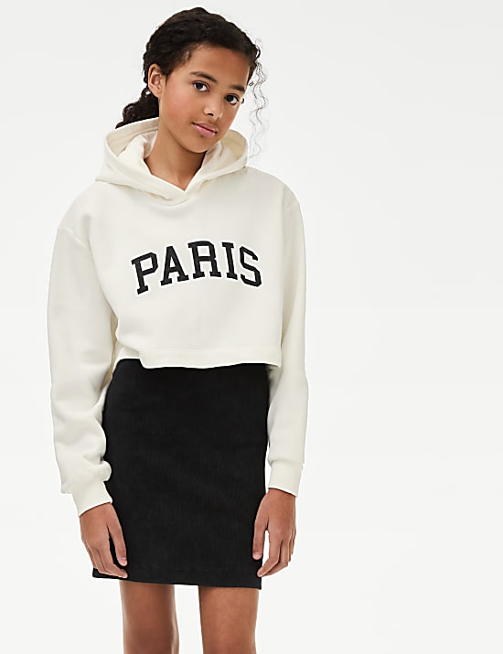 2-delige outfit met hoodie en jurkje met Parijs-motief (6-16 jaar)