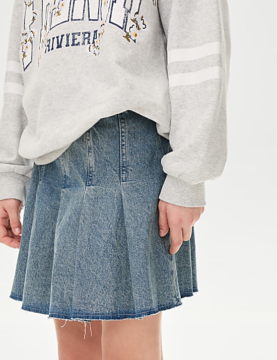 Denim plooirok (6-16 jaar)