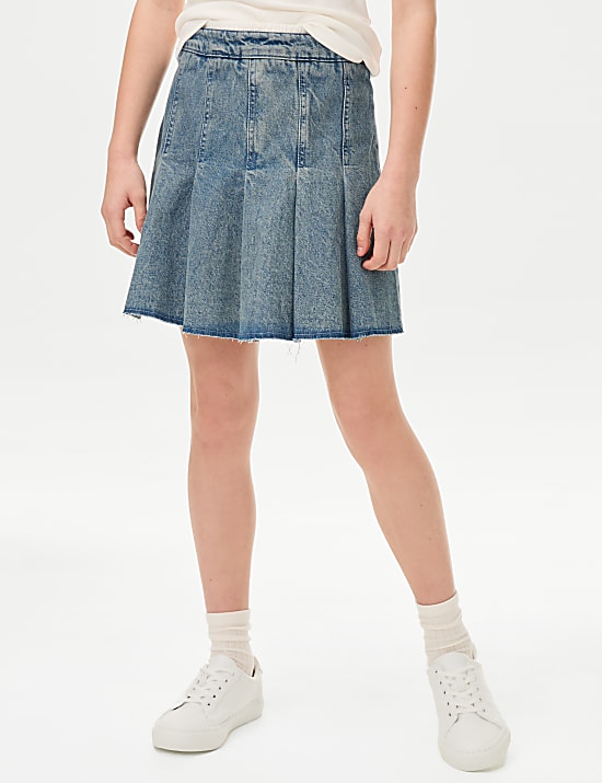 Denim plooirok (6-16 jaar)