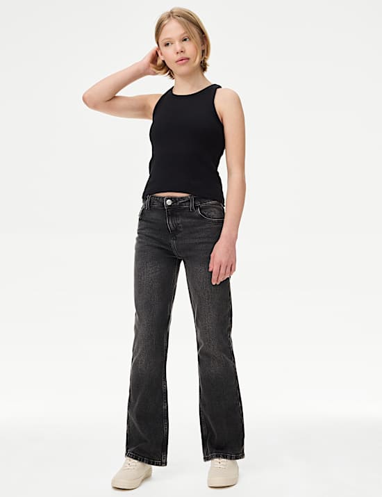 Τζιν λεοπάρ παντελόνι καμπάνα με κανονική εφαρμογή (6-16 ετών)