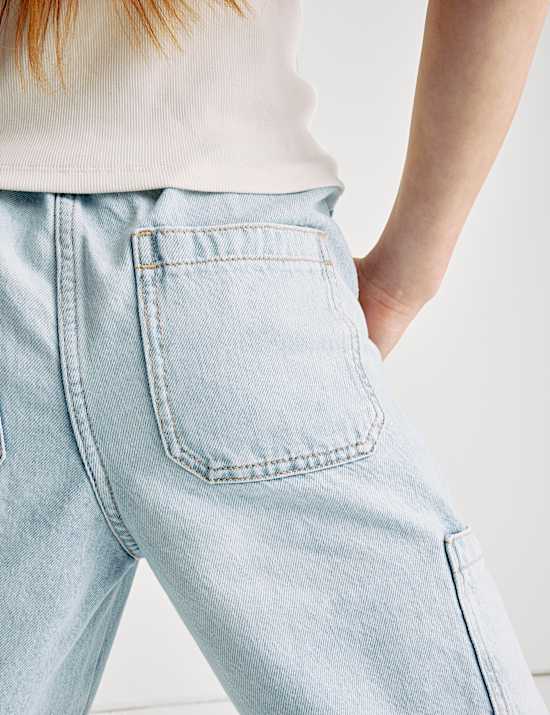 Cuffed Denim Cargo Jeans (6-16 Yrs)