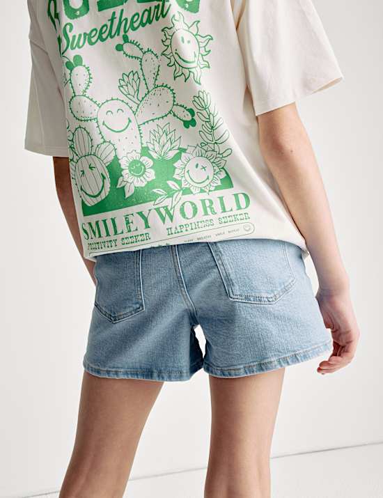 Mom Pure Cotton Denim Shorts (6-16 Yrs)