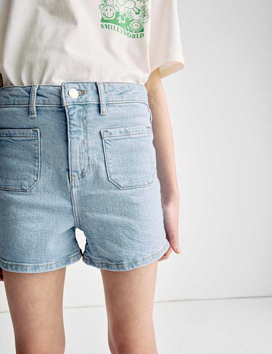 Mom Pure Cotton Denim Shorts (6-16 Yrs)