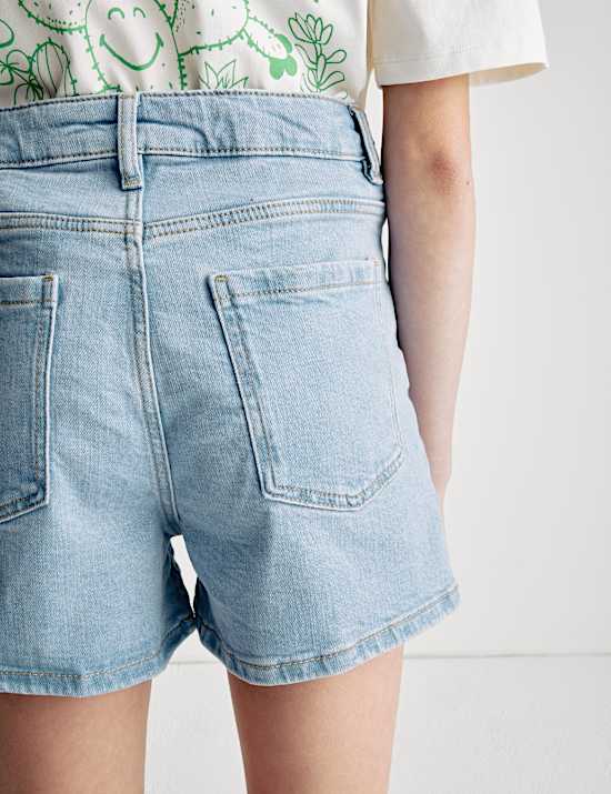 Mom Pure Cotton Denim Shorts (6-16 Yrs)