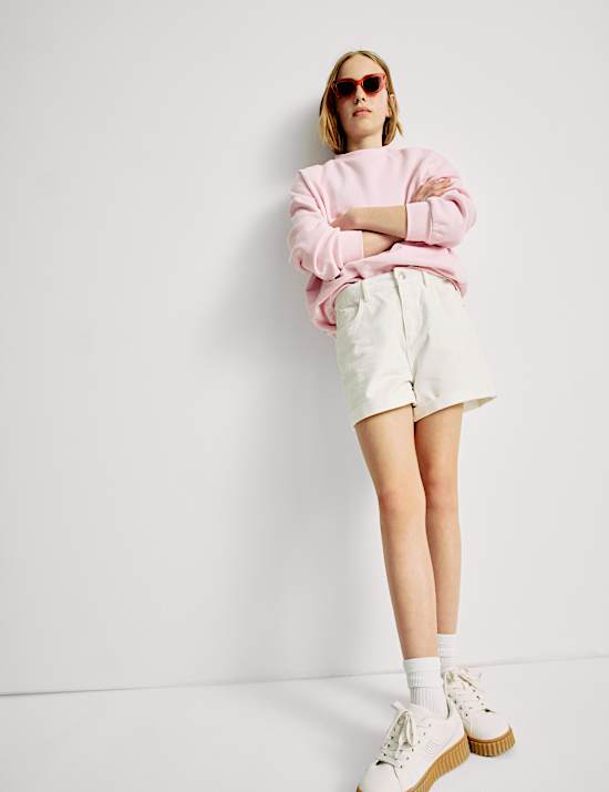 Mom Pure Cotton Denim Shorts (6-16 Yrs)