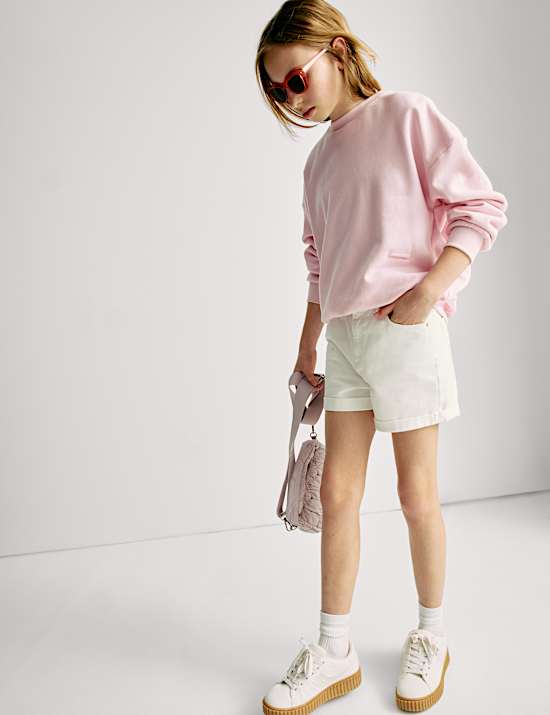 Mom Pure Cotton Denim Shorts (6-16 Yrs)
