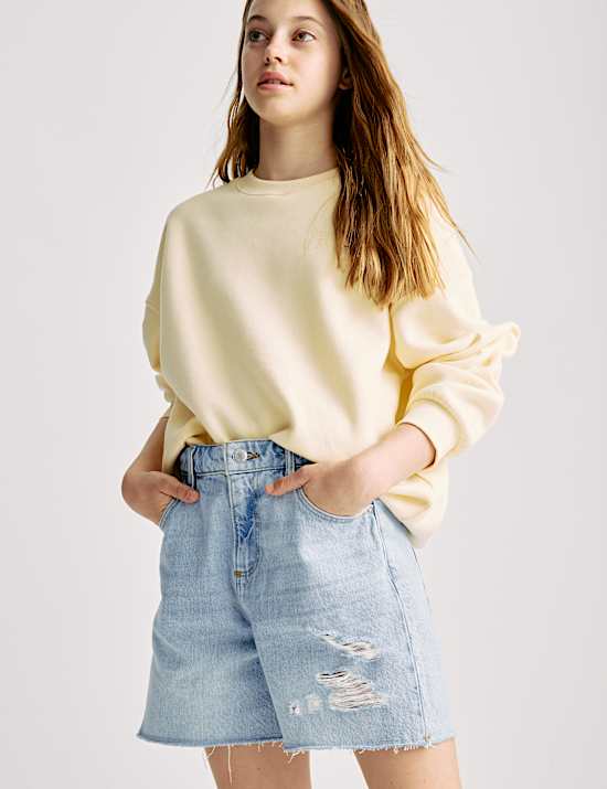 Pure Cotton Relaxed Denim Shorts (6-16 Yrs)