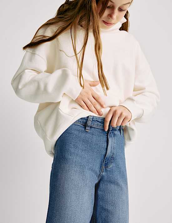 Jean court coupe large en coton (du 6 au 16 ans)