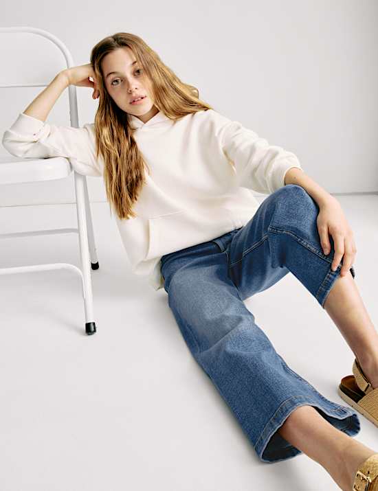 Jean court coupe large en coton (du 6 au 16 ans)