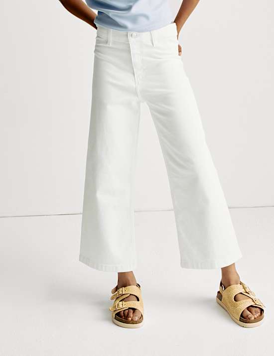 Wide Leg Cotton Rich Cropped Jeans (6-16 Yrs)