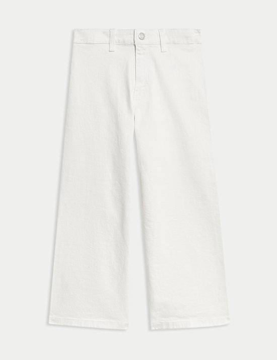 Wide Leg Cotton Rich Cropped Jeans (6-16 Yrs)