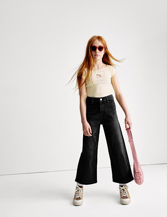 Jean court coupe large en coton (du 6 au 16 ans)