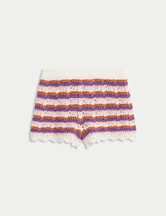 Cotton Blend Knitted Striped Shorts (6-16 Yrs)