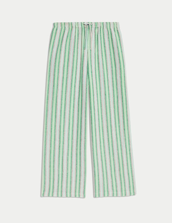 Wide Leg Linen Striped Trousers (6-16 Yrs)