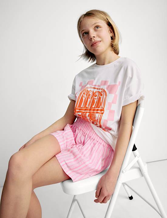 Pure Cotton Striped Shorts (6-16 Yrs)