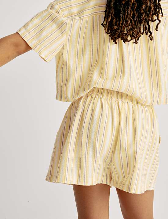 Pure Cotton Striped Shorts (6-16 Yrs)