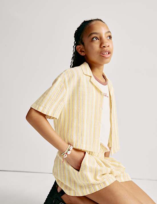 Pure Cotton Striped Shorts (6-16 Yrs)