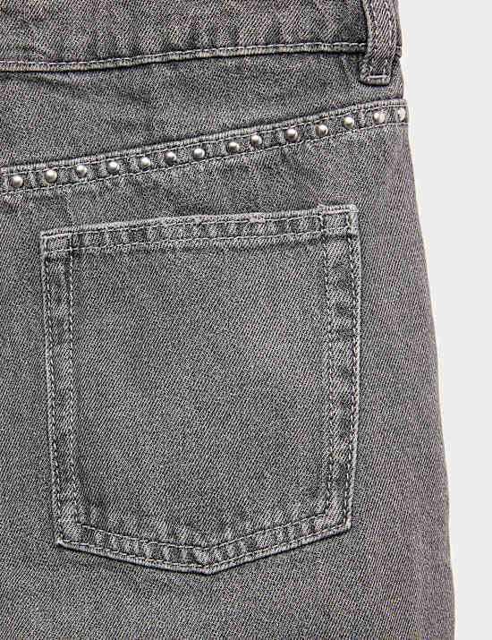Pure Cotton Wide Leg Denim Stud Jeans (6-16 Yrs)