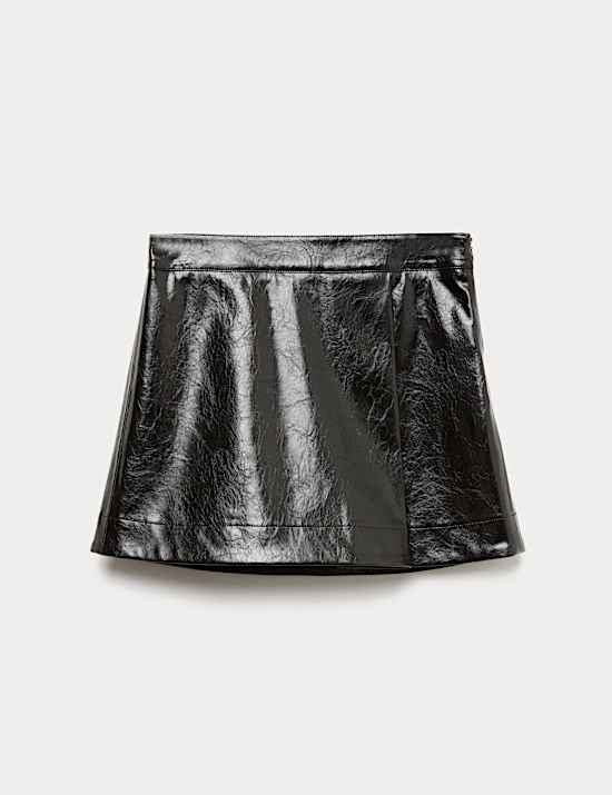 Faux Leather Mini A Line Skirt (6-16 Yrs)