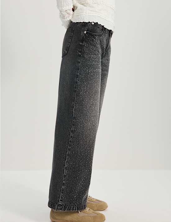 Diamant&eacute; Wide Leg Denim Jeans (6-16 Years)