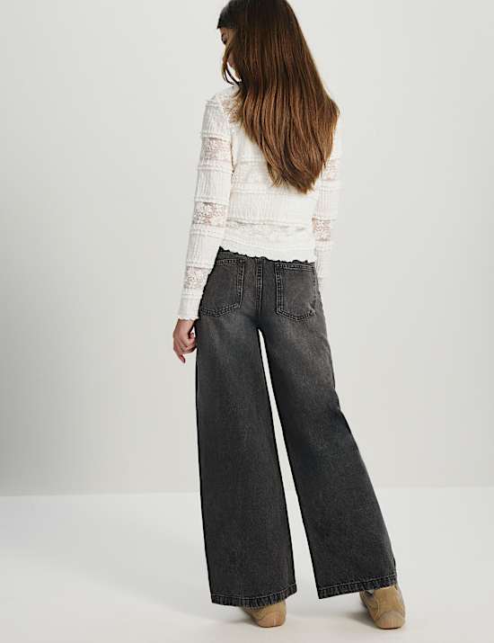 Diamant&eacute; Wide Leg Denim Jeans (6-16 Years)