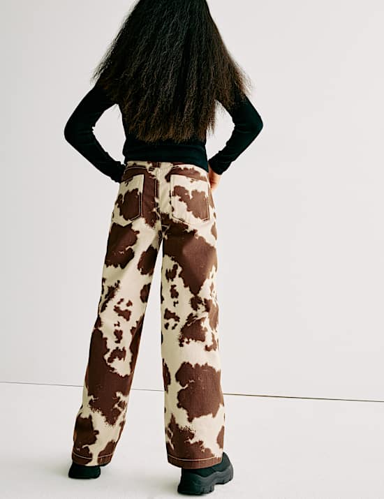 Jean coupe large 100 % coton imprimé animal (du 6 au 16 ans)