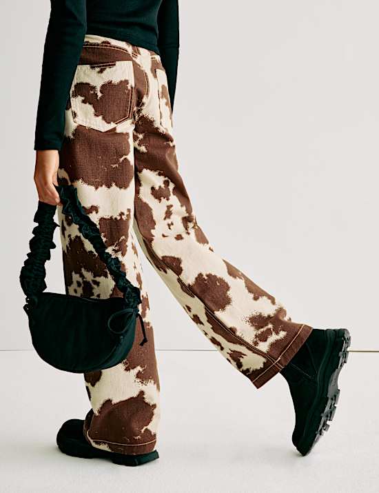 Jean coupe large 100 % coton imprimé animal (du 6 au 16 ans)