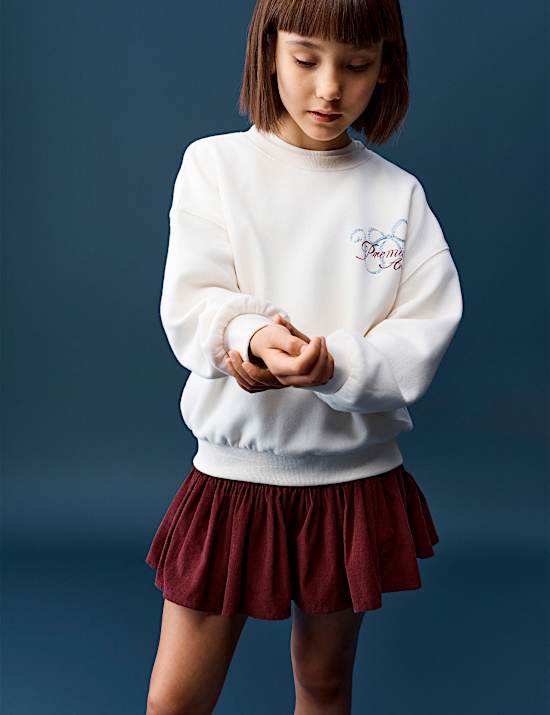 Cotton Rich Diamante Graphic Sweatshirt (6-16 Yrs)