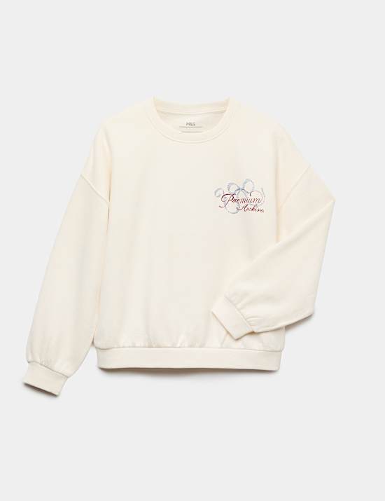 Cotton Rich Diamante Graphic Sweatshirt (6-16 Yrs)