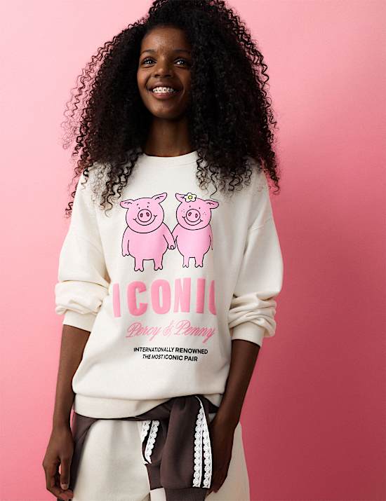 Cotton Rich Percy Pig&trade; Graphic Sweatshirt (6-16 Yrs)
