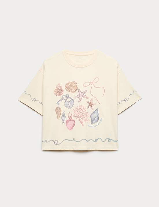 Pure Cotton Shell Graphic T-Shirt (6-16 Yrs)