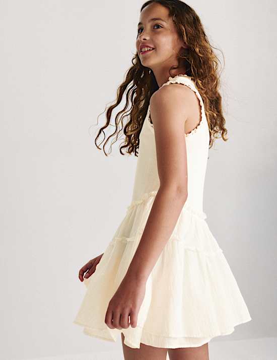 Cotton Rich Drop Waist Dress (6-16 Yrs)